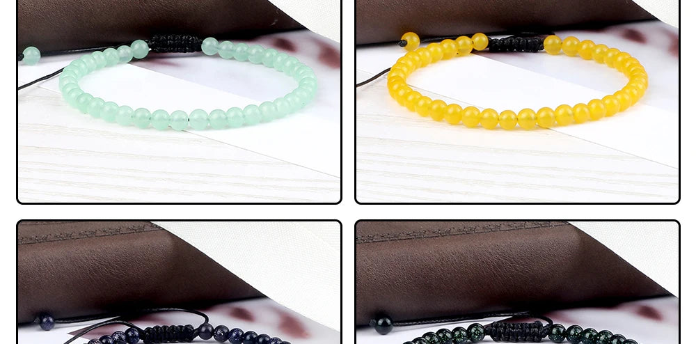 Pulsera ajustable de cuentas de Chakra de 4mm, Mini ágatas de piedra Natural, pulseras y brazaletes con cuentas de ojo de tigre de Lava, joyería de regalo para hombres y mujeres