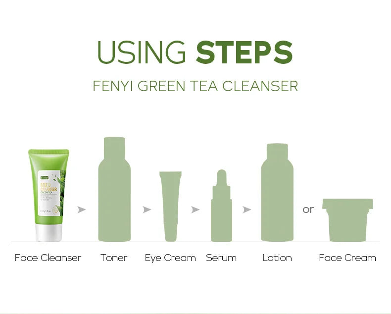Limpiador Facial de té verde, 50g, plantas naturales, limpieza profunda, Control de aceite, hidratante, ilumina, suaviza la piel, espuma densa, cuidado de la piel