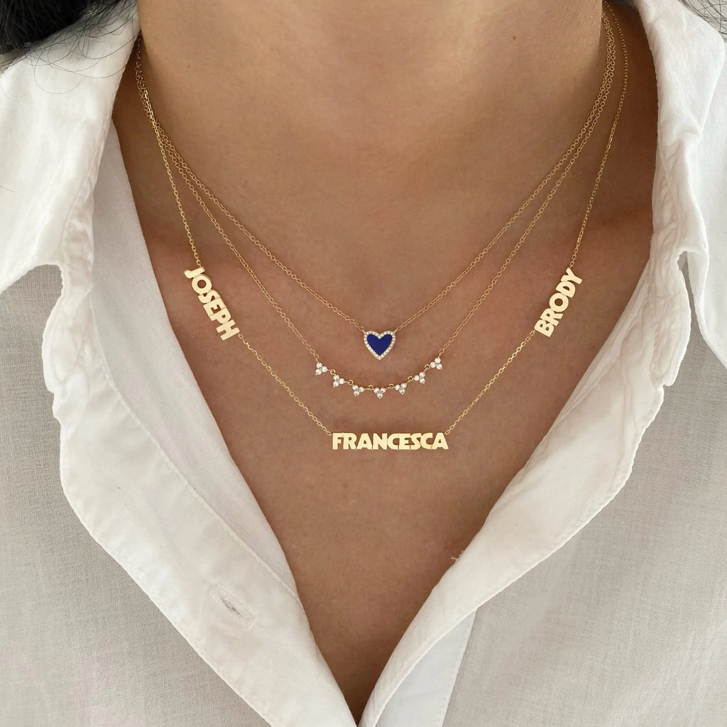 Custom 3 Name Necklace — Stainless Steel 3-Layer Butterfly Pendant Necklace