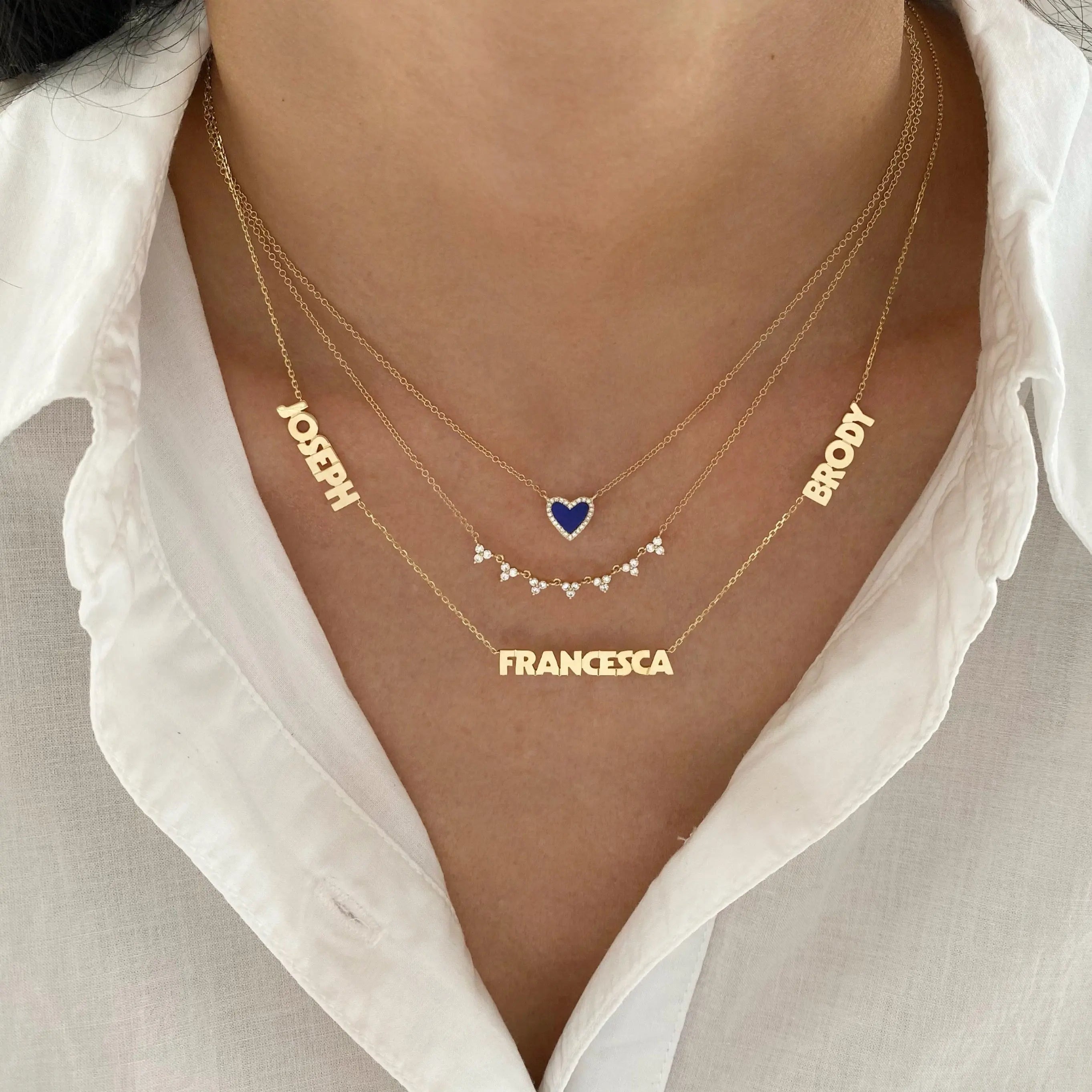 Custom 3 Name Necklace — Stainless Steel 3-Layer Butterfly Pendant Necklace