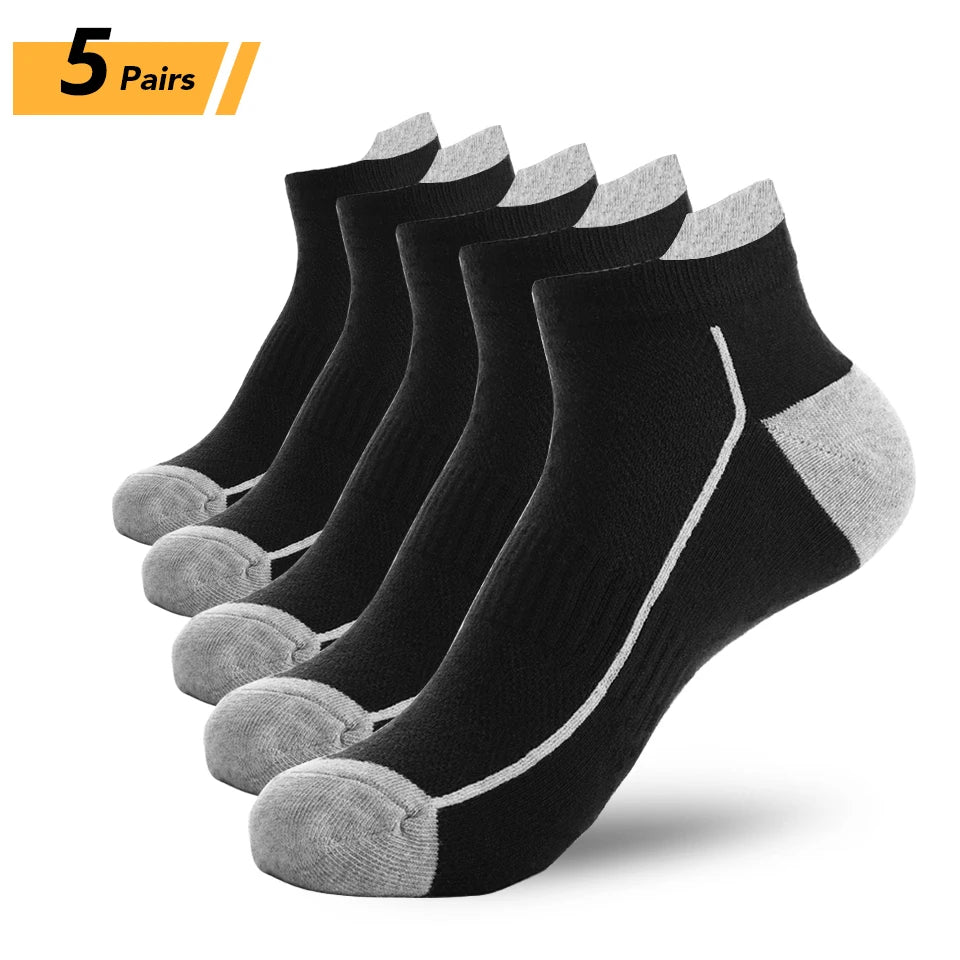 5 pares de calcetines de algodón orgánico para hombre, calcetines tobilleros de malla fina de punto, calcetines cortos transpirables de secado rápido para fitness de verano para ciclismo de talla grande
