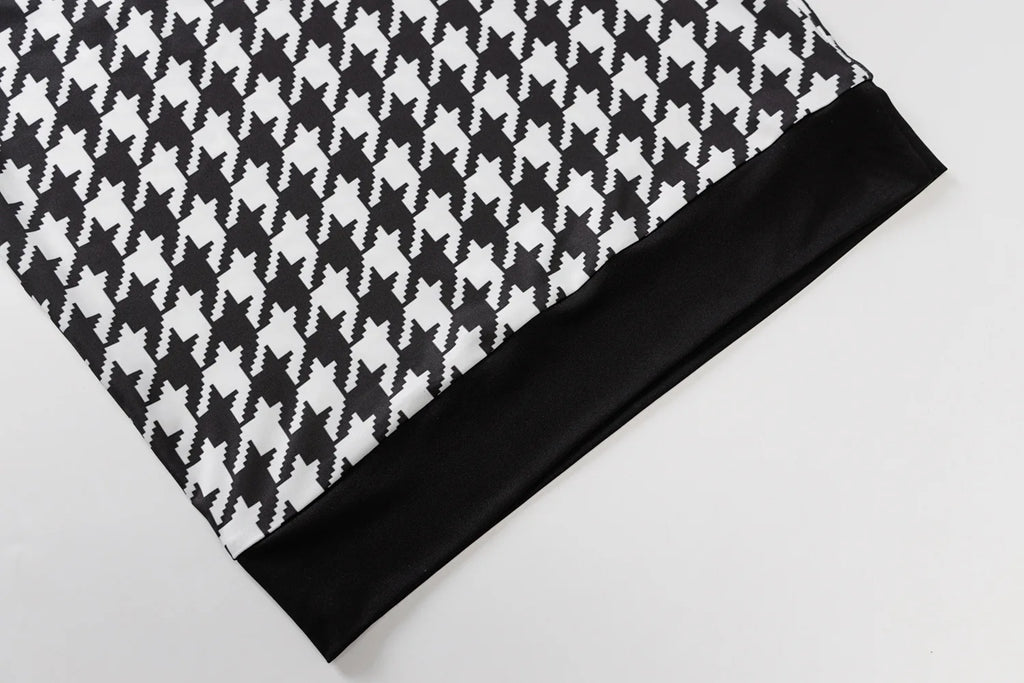 Vestido Midi de manga larga con estampado de pata de gallo para mujer, vestido ceñido calado, ropa de calle Sexy, elegante y ajustado para otoño e invierno 2022