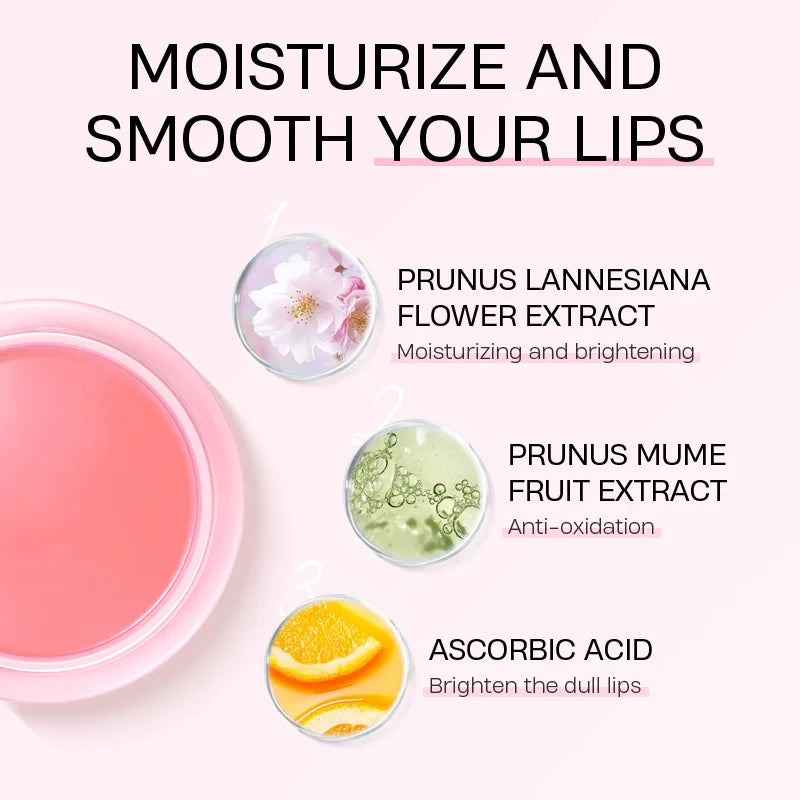 LAIKOU-mascarilla de suero labial de flor de cerezo, reparación de exfoliación de grietas secas, Reduce las líneas finas de los labios, esencia hidratante, cuidado de belleza Sakura, 8g