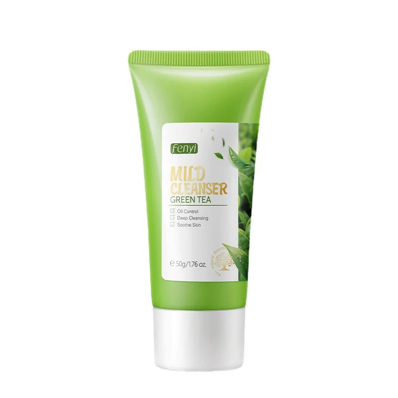 Limpiador Facial de té verde, 50g, plantas naturales, limpieza profunda, Control de aceite, hidratante, ilumina, suaviza la piel, espuma densa, cuidado de la piel