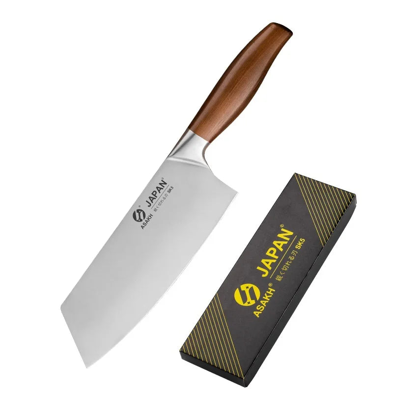 Juego de cuchillos de cocina de acero inoxidable, cuchillo para cortar carne, pescado, verduras, cuchillo de carnicero, cuchillo de Chef japonés con caja de regalo