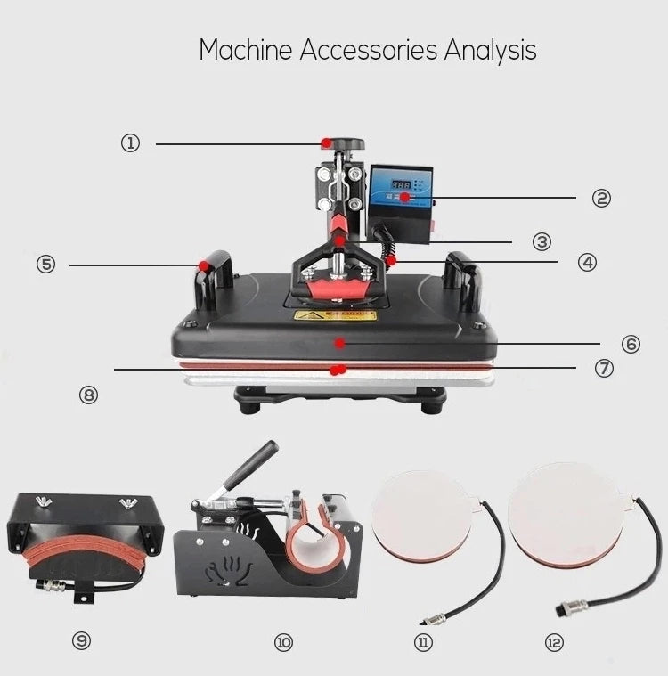 Sublimation Printer 6 in 1 Combo Heat Press Printing Machine Price Hot Press Machine