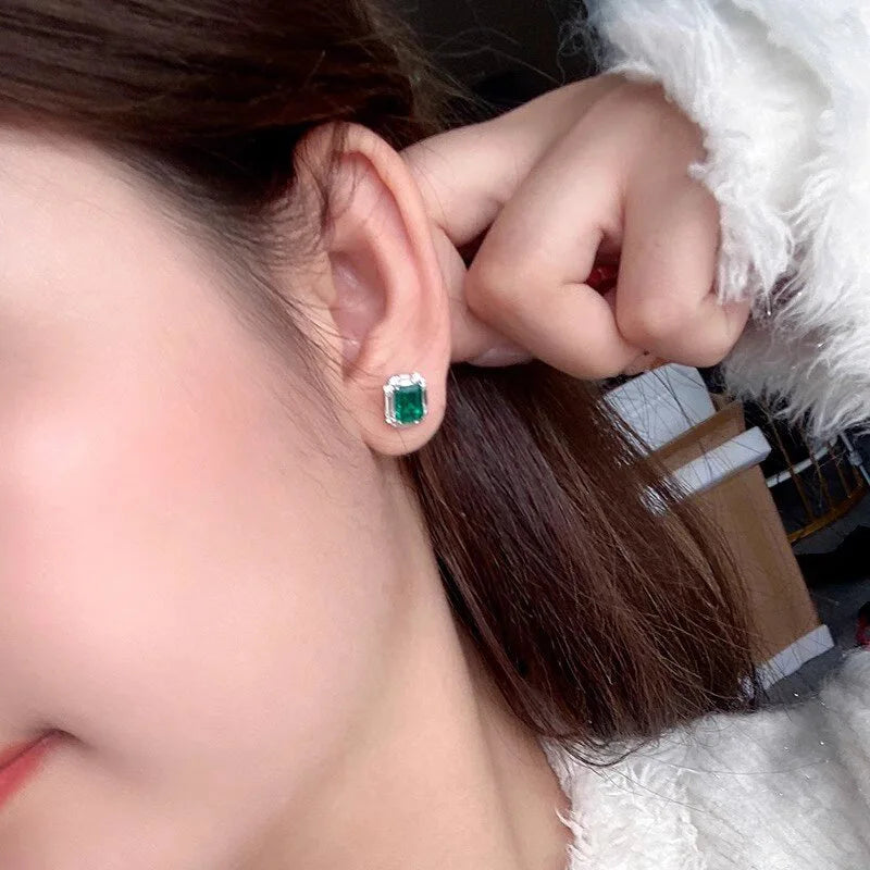 Victoria Cushion Cut for Certified Stud Earrings 925 Silver White Gold Claw Setting Luxury Geometric Design Women's Wedding