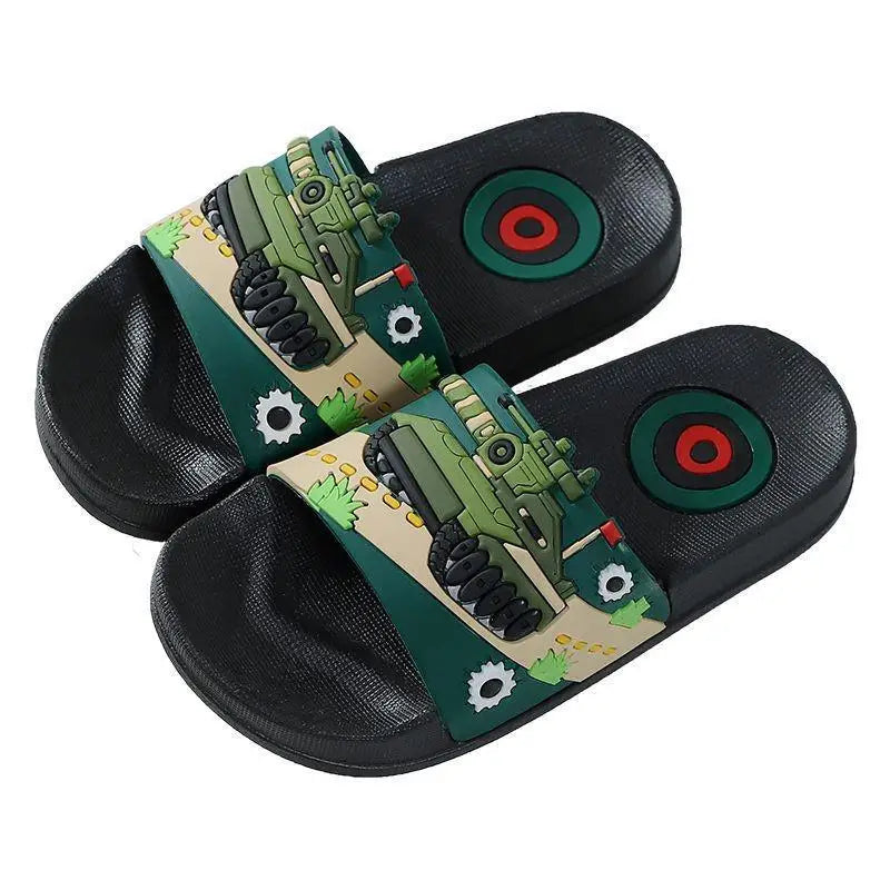 Zapatillas sin mangas de dibujos animados de verano para niños y niñas, chanclas de Pvc para el hogar, sandalias de playa antideslizantes para niños grandes de 3 a 14 años