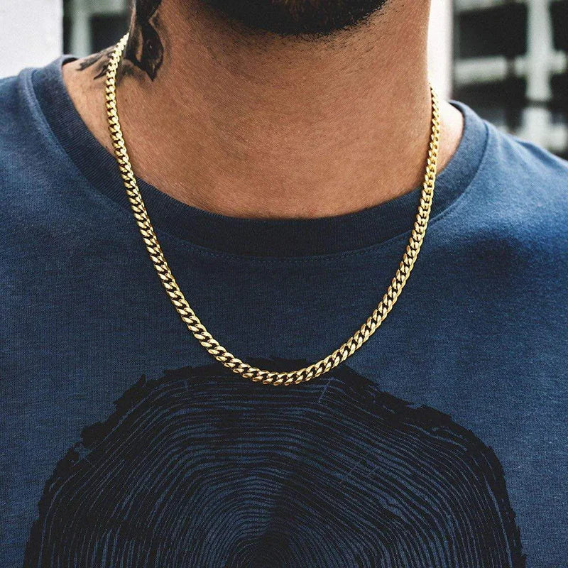 Vnox Collar de cadena cubana para hombre y mujer, gargantillas de cadena de eslabones curvos de acero inoxidable Punk básico, Collar de Metal sólido de Color dorado Vintage