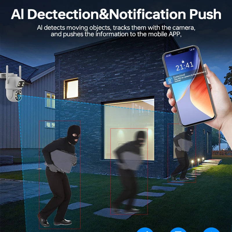 4MP Ptz Camera 360 Degree Fixed Lens IP Network Camera Color Night Vision Human Detection Eseecloud App