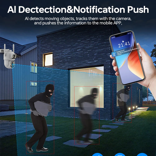 4MP Ptz Camera 360 Degree Fixed Lens IP Network Camera Color Night Vision Human Detection Eseecloud App
