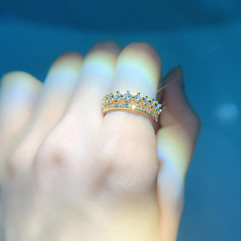 F1284 Diamond Ring 18K Solid Gold Round Brilliant Cut Natural Diamonds Women's Engagement Ring with Side Stones G Color
