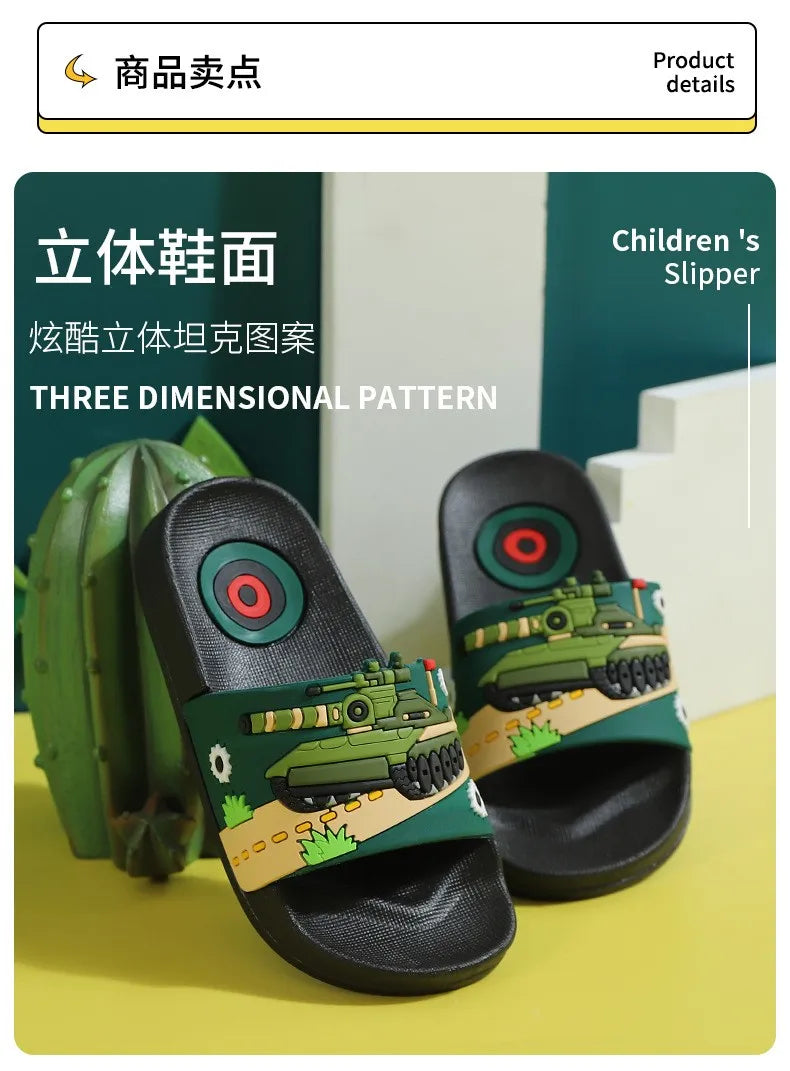 Zapatillas sin mangas de dibujos animados de verano para niños y niñas, chanclas de Pvc para el hogar, sandalias de playa antideslizantes para niños grandes de 3 a 14 años