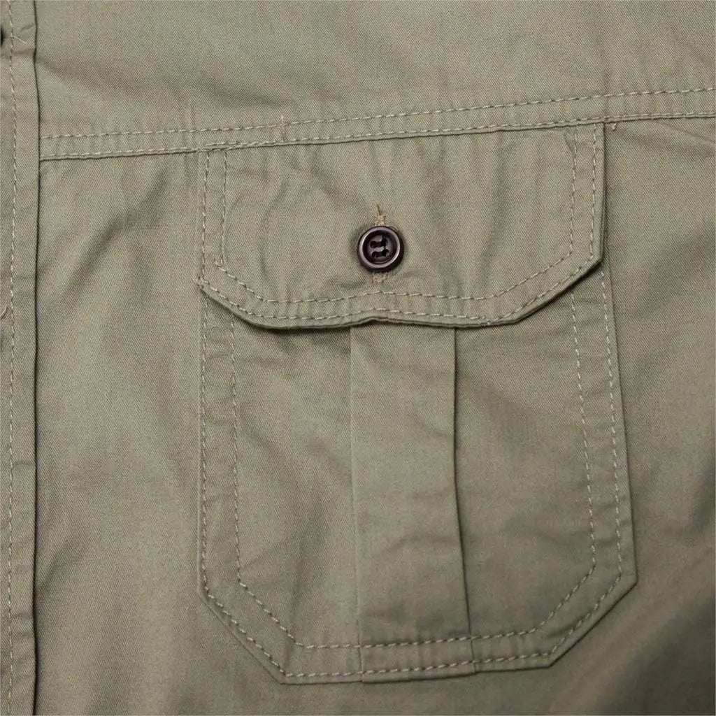 Fredd Marshall nueva camisa militar para hombre camisas Cargo de manga corta 100% algodón Casual camisa sólida camisa de trabajo de bolsillo para hombre 55889