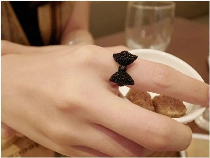 Gran oferta de anillos de joyería de moda, anillos con apertura de flor de rosa negra, anillos ajustables para dedo índice para mujer y niña, regalo