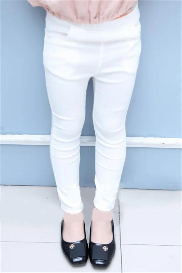 Nueva ropa de otoño para bebés, pantalones vaqueros para niñas, pantalones ajustados de Color caramelo para niños, pantalones largos informales para bebés, pantalones para niñas pequeñas