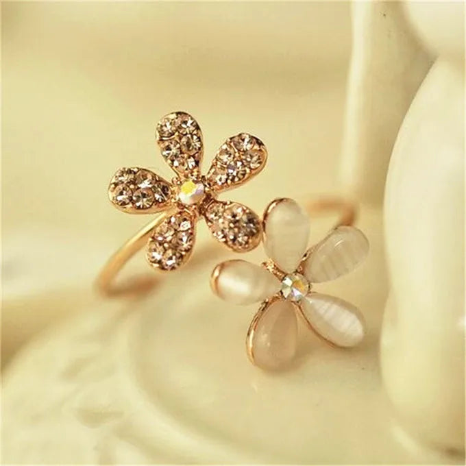Gran oferta de anillos de joyería de moda, anillos con apertura de flor de rosa negra, anillos ajustables para dedo índice para mujer y niña, regalo