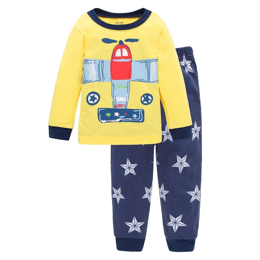 Kids Excavator Pajama Set — Boys' Sleepwear with Long Sleeve Top & Pants
