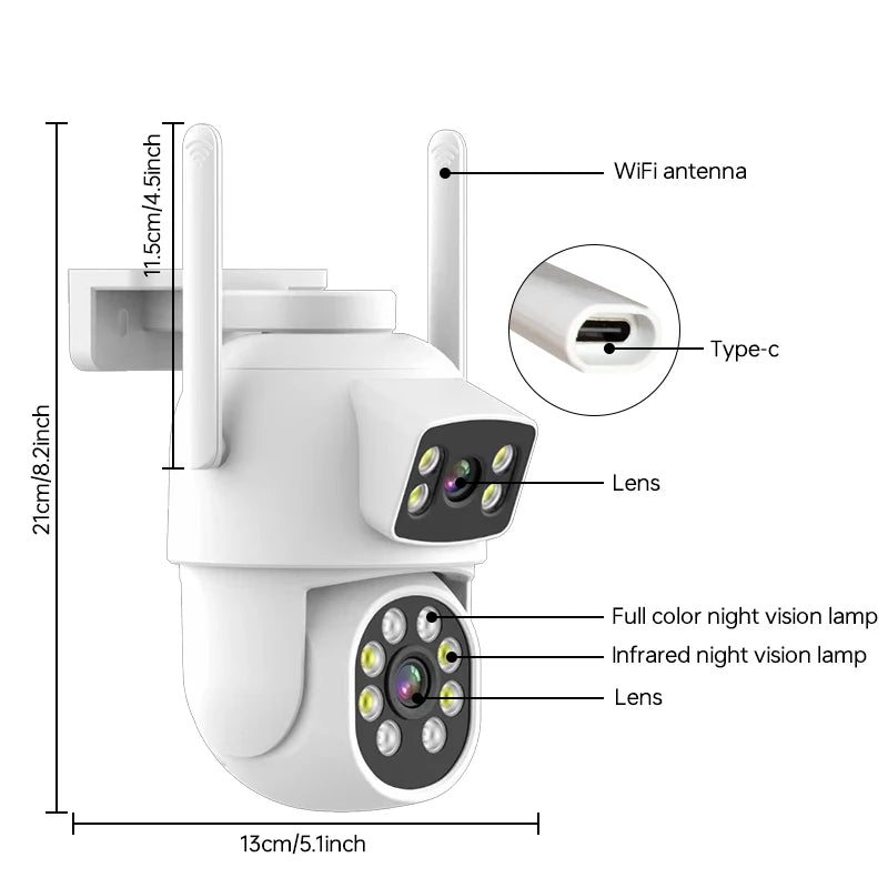 4MP Ptz Camera 360 Degree Fixed Lens IP Network Camera Color Night Vision Human Detection Eseecloud App
