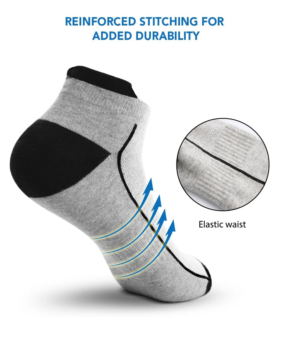 5 pares de calcetines de algodón orgánico para hombre, calcetines tobilleros de malla fina de punto, calcetines cortos transpirables de secado rápido para fitness de verano para ciclismo de talla grande