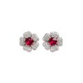 E3307 Green Flower Stud Earrings Women's Luxury Fine Jewelry Claw Setting Main Stone Green