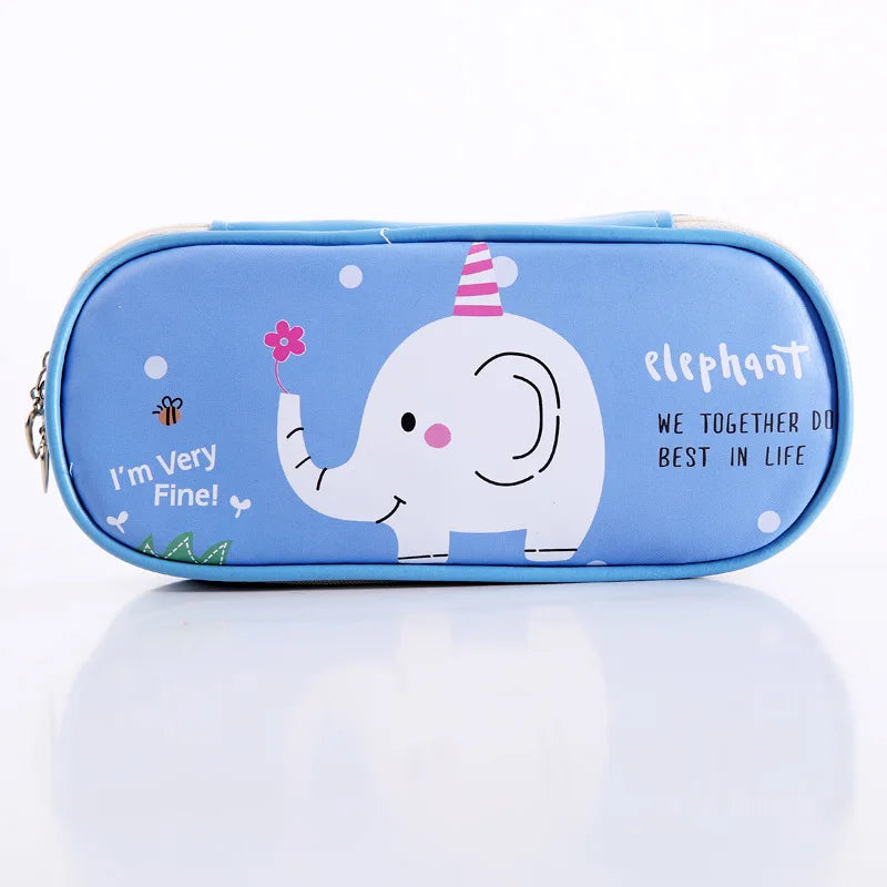 Estuche de cuero PU para lápices de dibujos animados, bolsa de almacenamiento de papelería escolar, estuche bonito para estudiantes, bolsa para bolígrafos para niños, regalos y premios