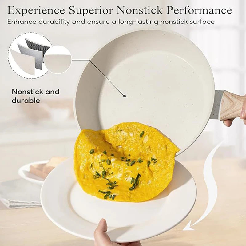 PFAS PFOA PFOS Free 12pcs Pots and Pans Set, Non-toxic Healthy Non Stick Kitchen Cookware Cooking Tools