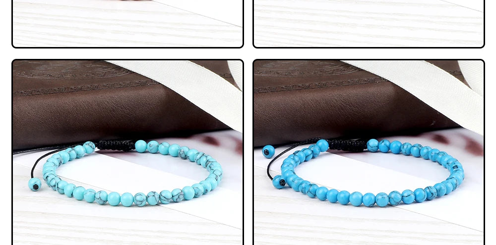 Pulsera ajustable de cuentas de Chakra de 4mm, Mini ágatas de piedra Natural, pulseras y brazaletes con cuentas de ojo de tigre de Lava, joyería de regalo para hombres y mujeres