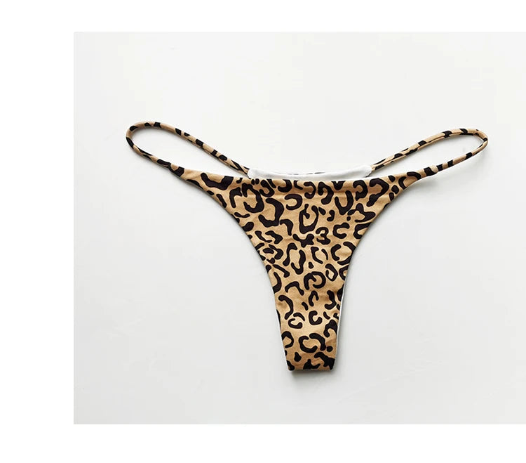 Bragas de algodón con estampado de leopardo para mujer, bragas sexis, Tanga de cintura baja, Bikini con espalda en T, ropa interior sin costuras, lencería femenina, talla S-XXL