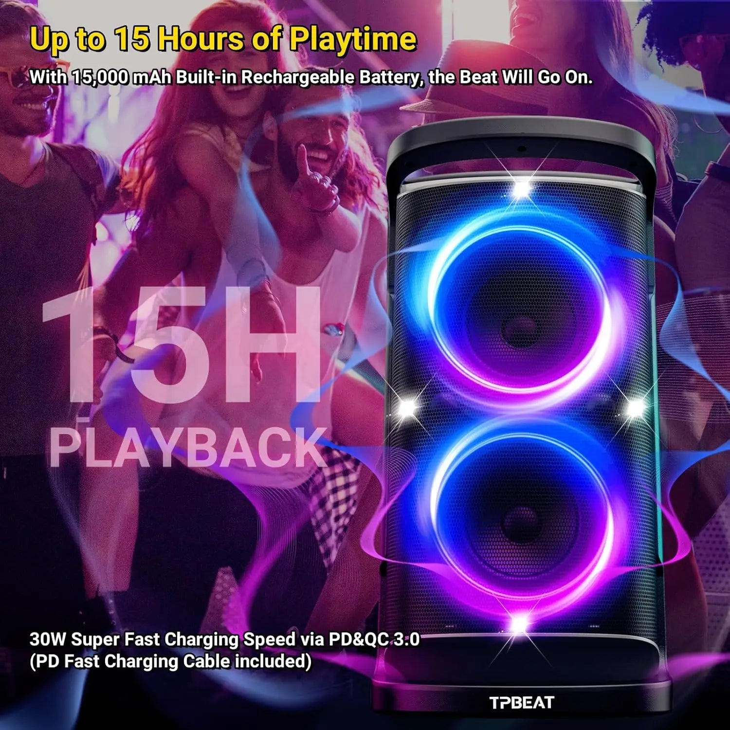 Speaker 160W peak Strong and Loud Stereo Deep Bass Wireless Boombox Portable Large Party Speaker Subwoofer Speaker