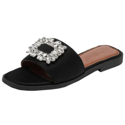 ZAZB Brand Custom Women Flat Shoes Ladies Shoes and Sandals for Mules Luxury slippers Rhinestone Sexy Chaussures Pour Femmes