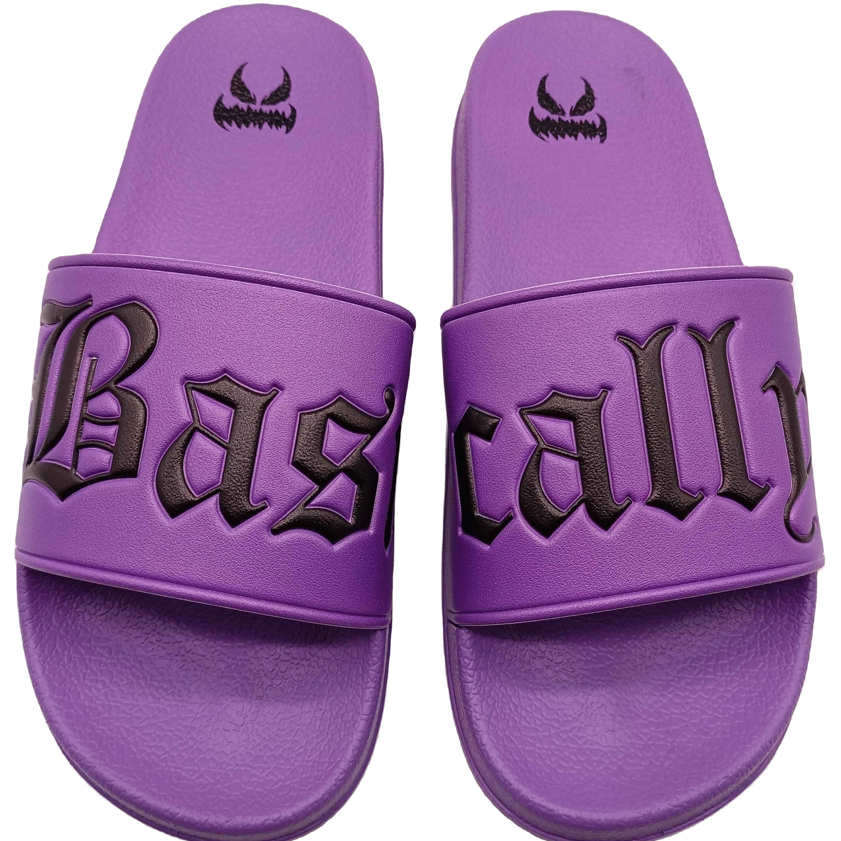 OEM Customized Logo Embossed Purple Slides Sandals Anti-Slippery Outdoor Slippers with Fashion Trend for Spring