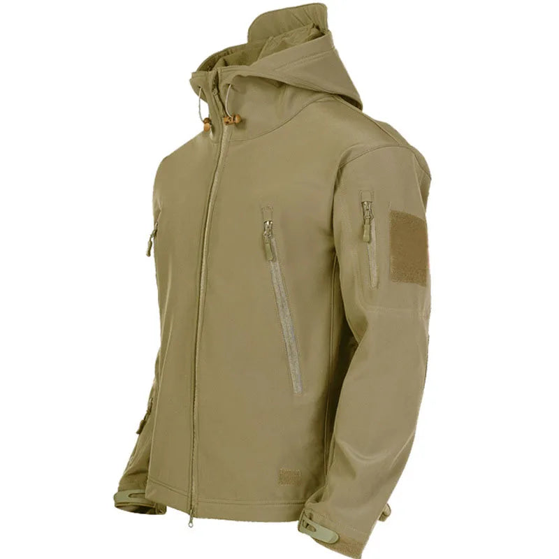 Chaqueta de Piel de Tiburón a la Moda 2024, Chaqueta Táctica Impermeable y Cortavientos para Hombre, Chaqueta con Capucha