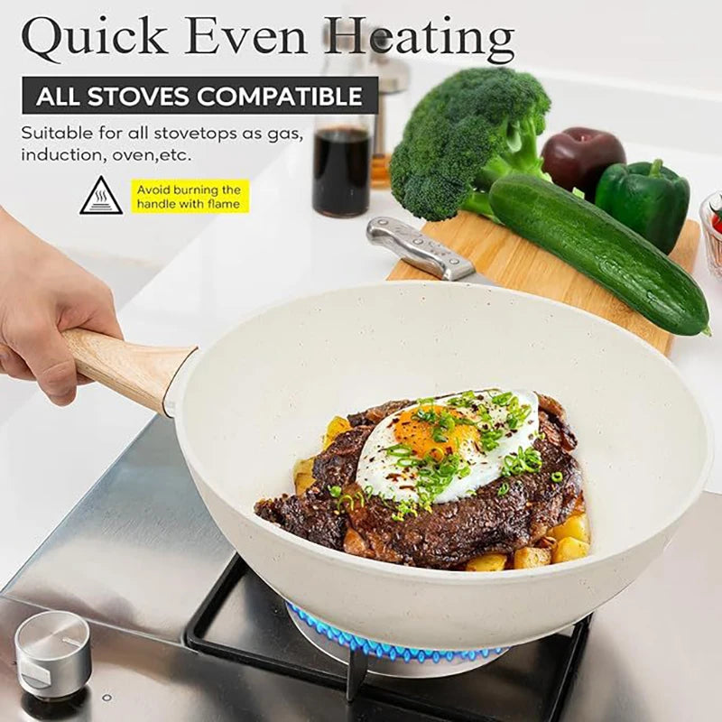 PFAS PFOA PFOS Free 12pcs Pots and Pans Set, Non-toxic Healthy Non Stick Kitchen Cookware Cooking Tools