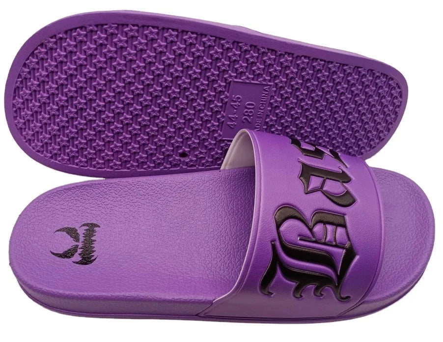 OEM Customized Logo Embossed Purple Slides Sandals Anti-Slippery Outdoor Slippers with Fashion Trend for Spring