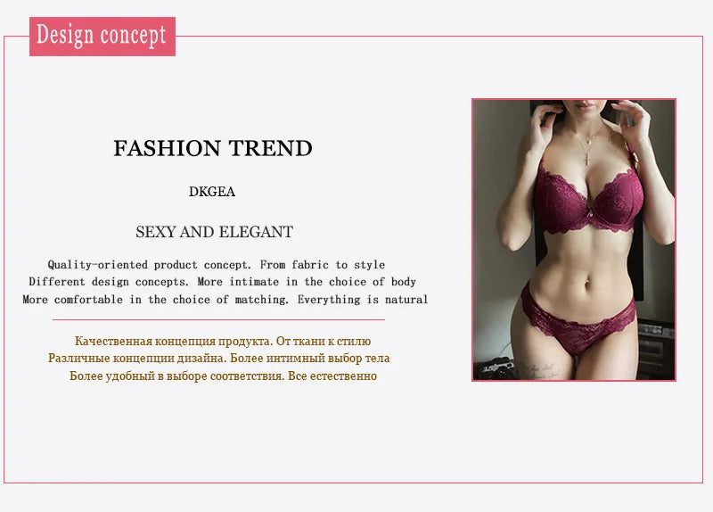 Sujetador de realce con escote en V profundo para mujer, conjunto de ropa interior Sexy, Copa gruesa de encaje, lencería cómoda de marca de alta calidad