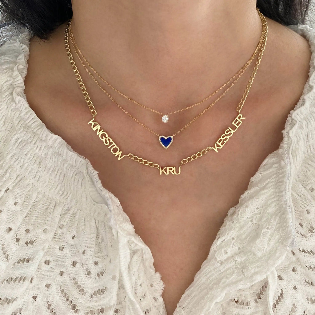 Custom 3 Name Necklace — Stainless Steel 3-Layer Butterfly Pendant Necklace