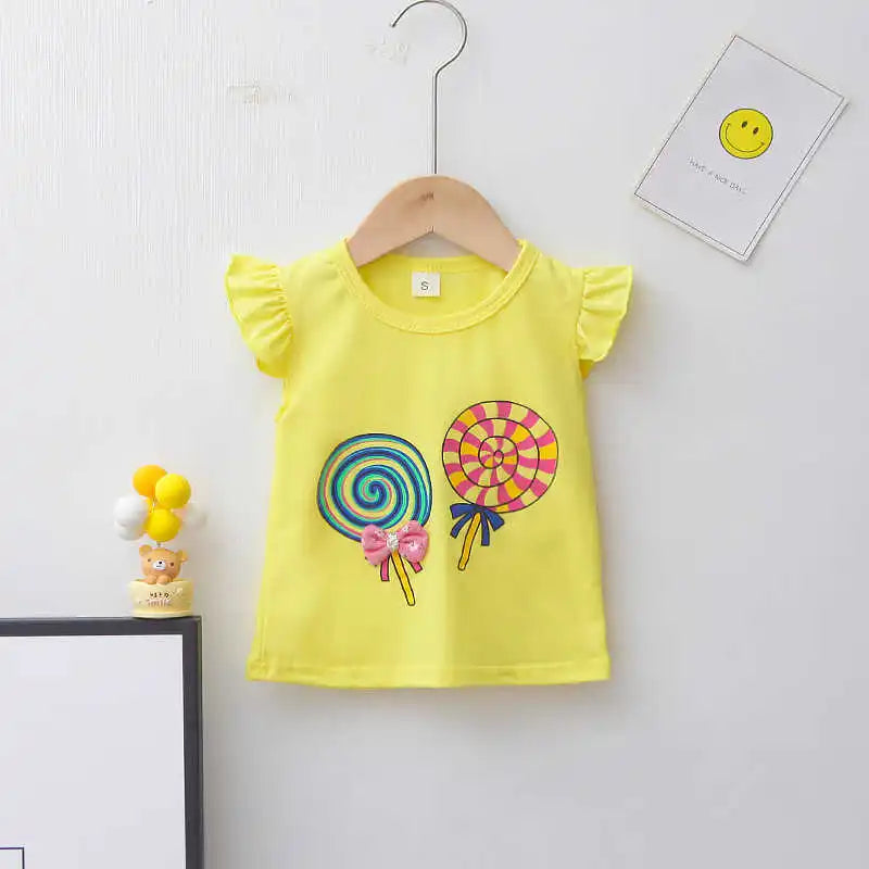 Nueva moda de verano, ropa para niñas, chaleco bonito de dibujos animados, pantalones cortos, 2 unids/set, traje deportivo para niños, trajes, chándales para niños