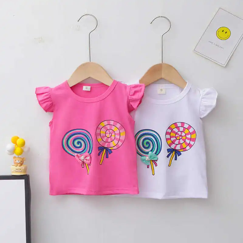 Nueva moda de verano, ropa para niñas, chaleco bonito de dibujos animados, pantalones cortos, 2 unids/set, traje deportivo para niños, trajes, chándales para niños