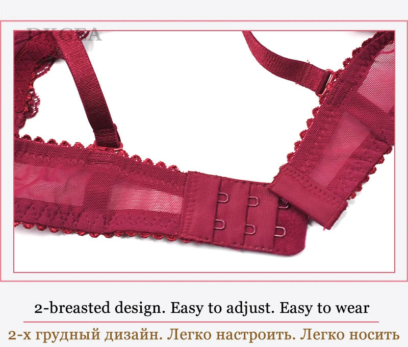 Sujetador de realce con escote en V profundo para mujer, conjunto de ropa interior Sexy, Copa gruesa de encaje, lencería cómoda de marca de alta calidad
