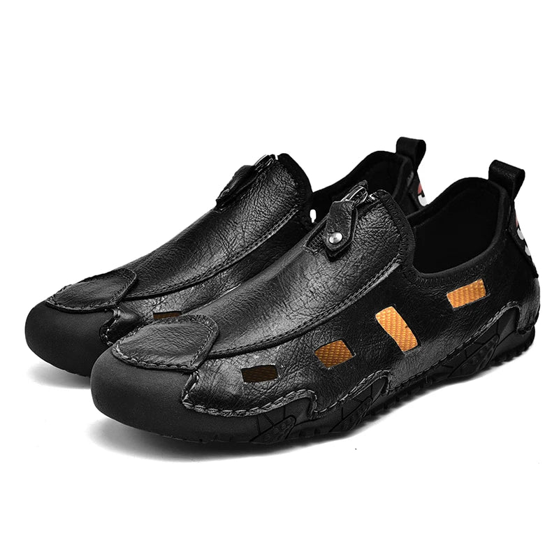 2022 Men's Outdoor Hiking Trekking Beach Hollow Leather Leisure Other Sandals Flat Sandals