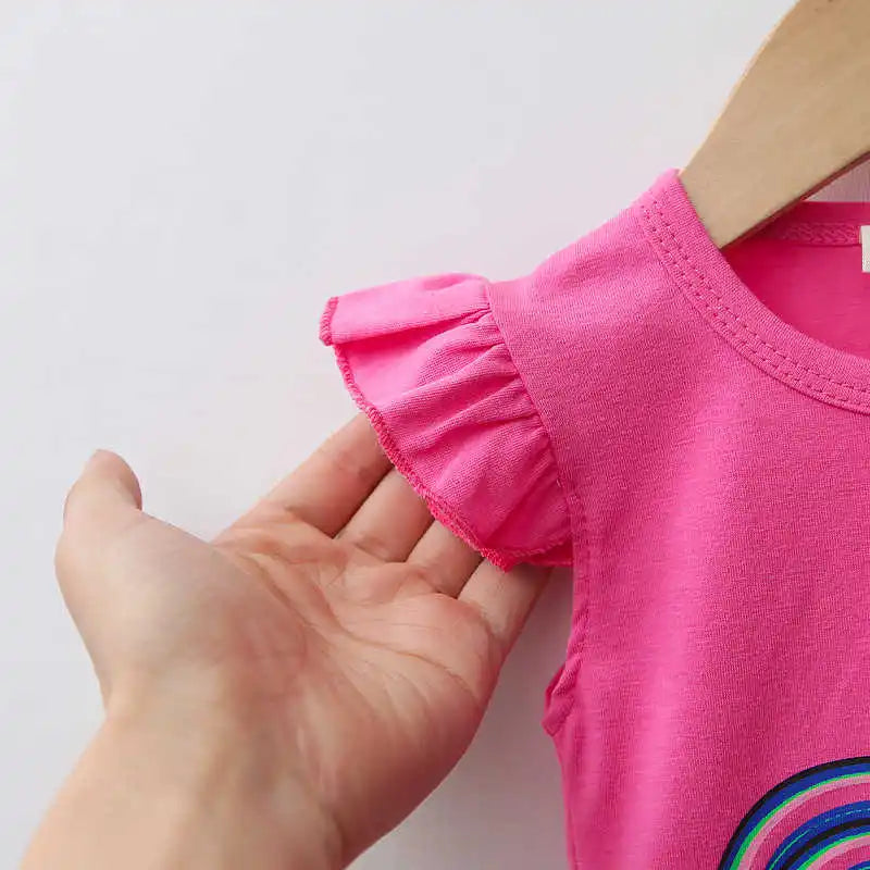Nueva moda de verano, ropa para niñas, chaleco bonito de dibujos animados, pantalones cortos, 2 unids/set, traje deportivo para niños, trajes, chándales para niños