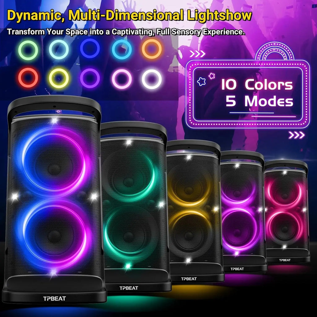 Speaker 160W peak Strong and Loud Stereo Deep Bass Wireless Boombox Portable Large Party Speaker Subwoofer Speaker