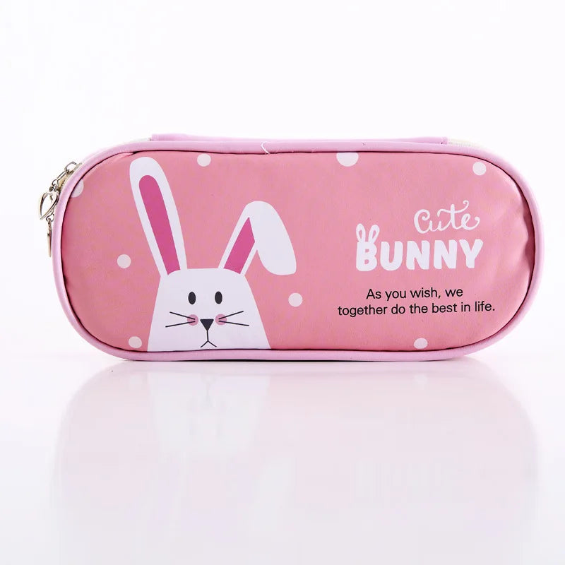 Estuche de cuero PU para lápices de dibujos animados, bolsa de almacenamiento de papelería escolar, estuche bonito para estudiantes, bolsa para bolígrafos para niños, regalos y premios
