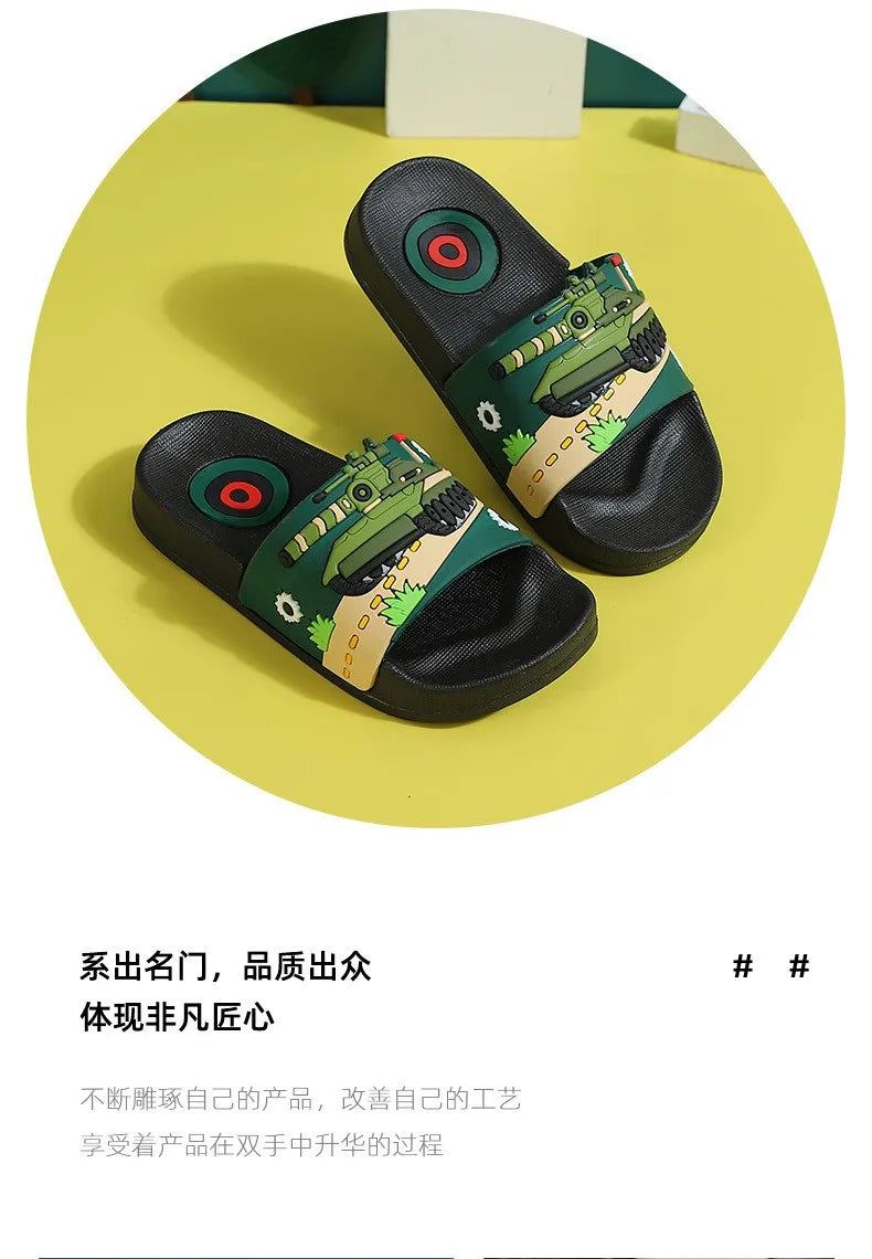 Zapatillas sin mangas de dibujos animados de verano para niños y niñas, chanclas de Pvc para el hogar, sandalias de playa antideslizantes para niños grandes de 3 a 14 años