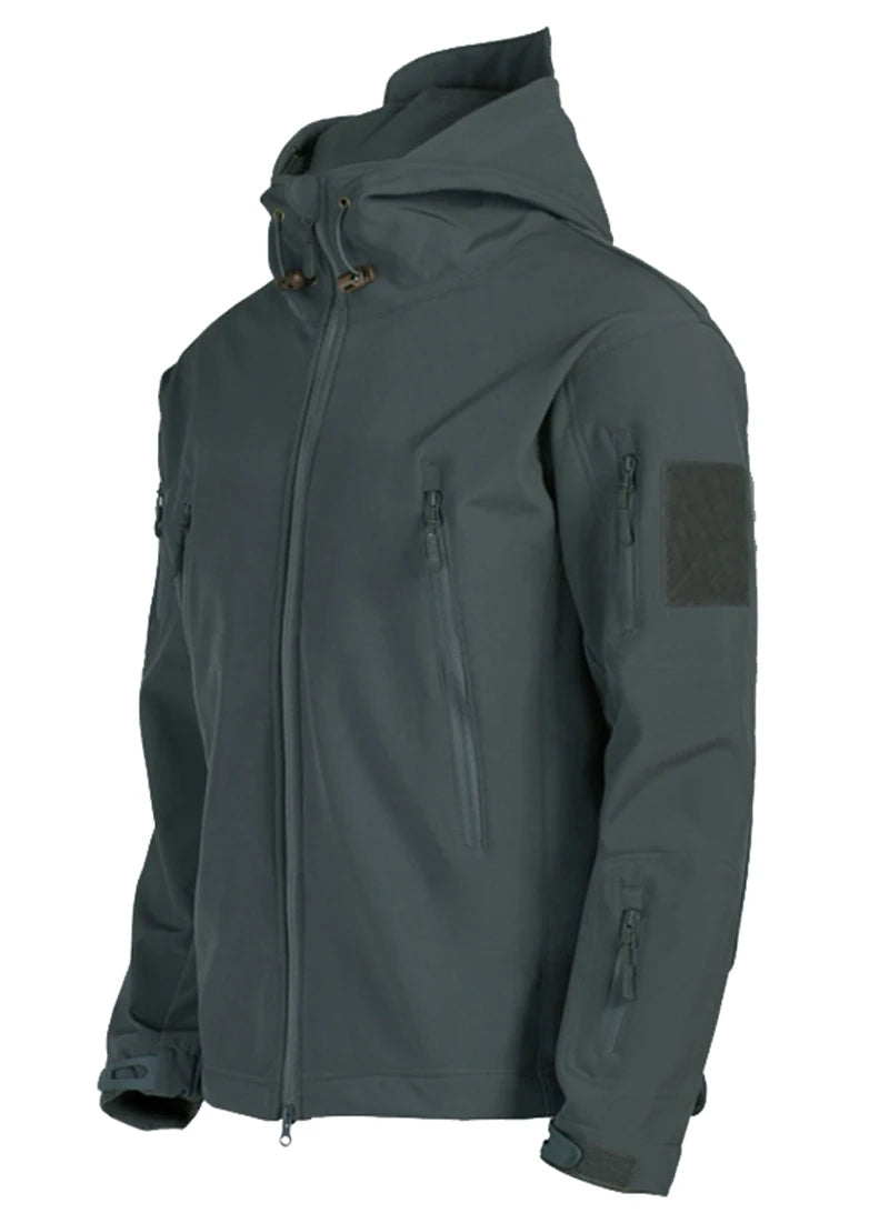 Chaqueta de Piel de Tiburón a la Moda 2024, Chaqueta Táctica Impermeable y Cortavientos para Hombre, Chaqueta con Capucha