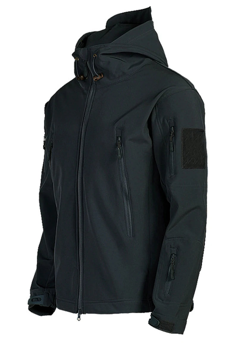 Chaqueta de Piel de Tiburón a la Moda 2024, Chaqueta Táctica Impermeable y Cortavientos para Hombre, Chaqueta con Capucha