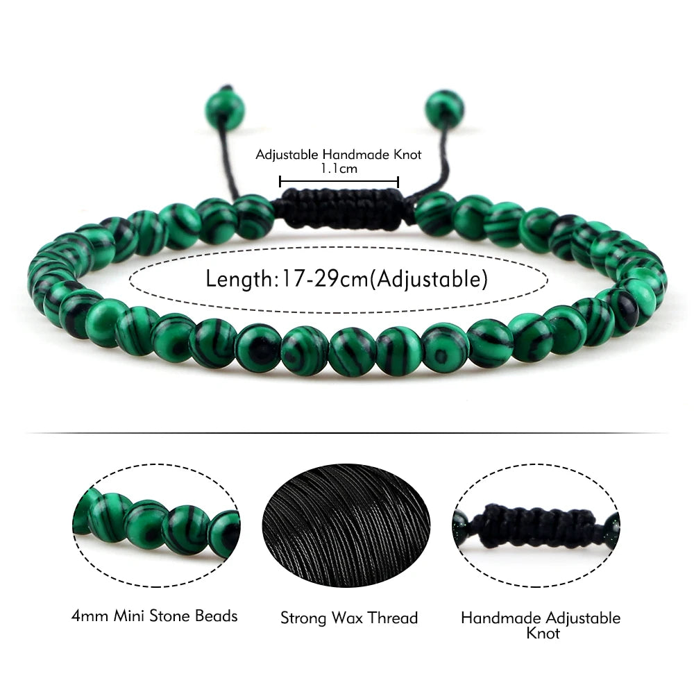 Pulsera ajustable de cuentas de Chakra de 4mm, Mini ágatas de piedra Natural, pulseras y brazaletes con cuentas de ojo de tigre de Lava, joyería de regalo para hombres y mujeres