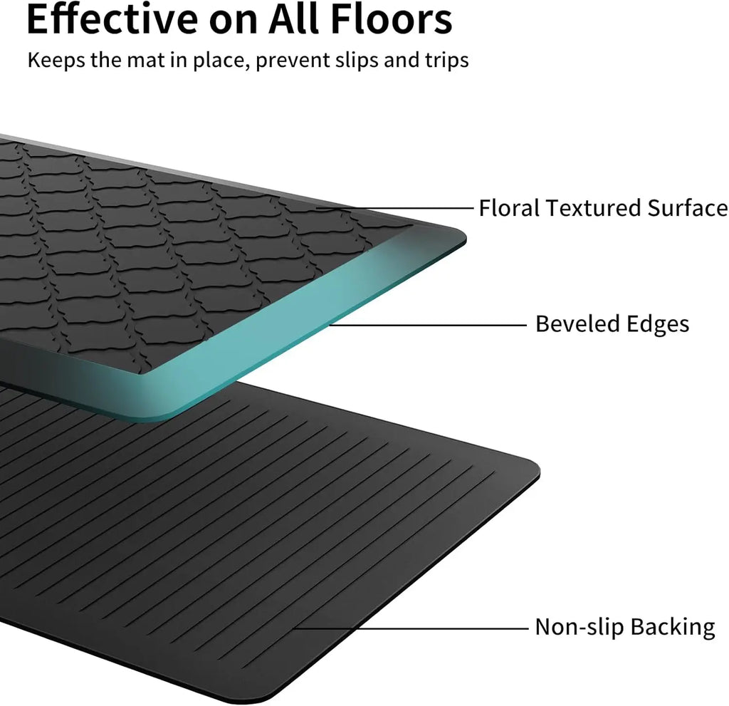 Anti-Fatigue Standing Desk Mat Pure PU Kitchen Standing Mat 0.8" Thick & Non-Slip Bottom & Waterproof for Home Office