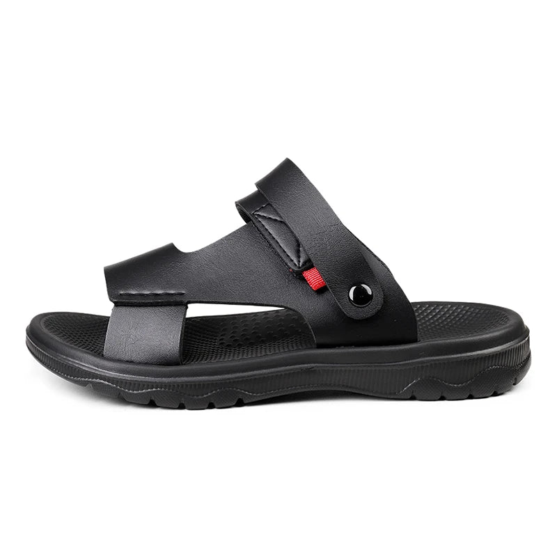 New High Quality Leather Open Elegant Men's Sandals Big Size 47 Classic Leather Shoes Summer Flat Hot Sale Business Dubai Market
